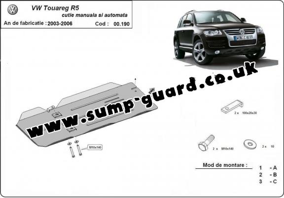 Steel manual and automatic gearbox guard for VW Touareg 7L
