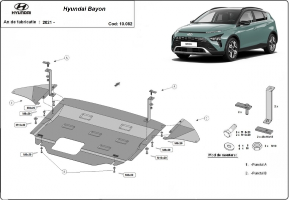 Steel sump guard for Hyundai Bayon