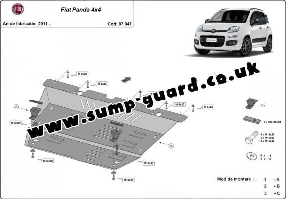 Steel sump guard for Fiat Panda 4x4