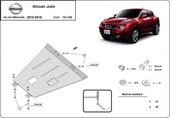 Steel sump guard for Nissan Juke