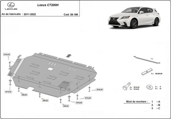 Steel sump guard for Lexus CT200H