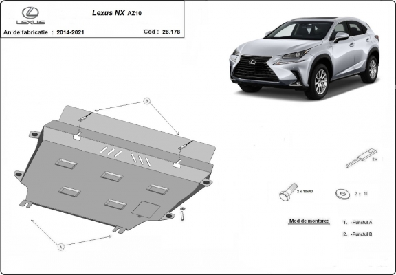 Steel sump guard for Lexus NX AZ10