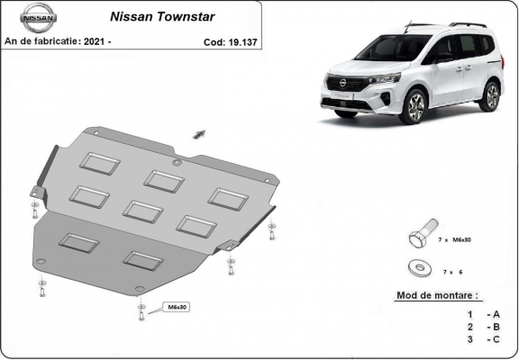 Steel sump guard for Nissan Townstar