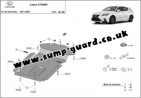 Steel catalytic converter guard/cat lock for Lexus CT200H