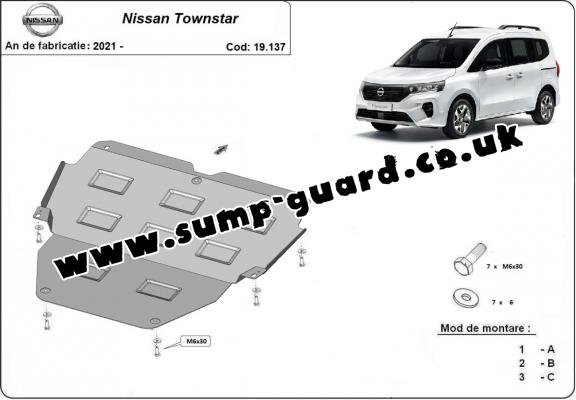 Steel sump guard for Nissan Townstar