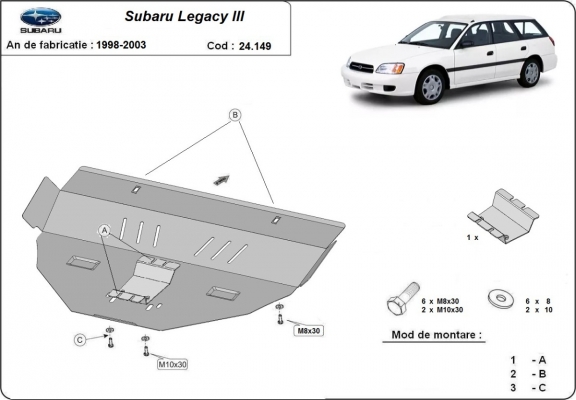 Steel sump guard for Subaru Legacy III