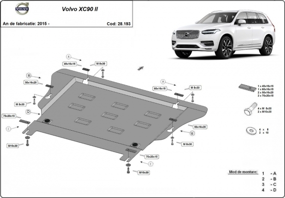 Steel sump guard for Volvo XC90