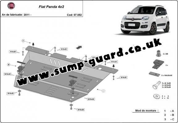 Steel sump guard for Fiat Panda 4x2