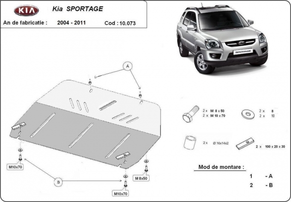 Steel sump guard for Kia Sportage