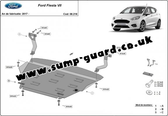 Steel sump guard for Ford Fiesta VII