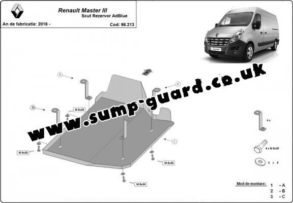 Steel AdBlue tank guard for  Renault Master 3  - Model 1