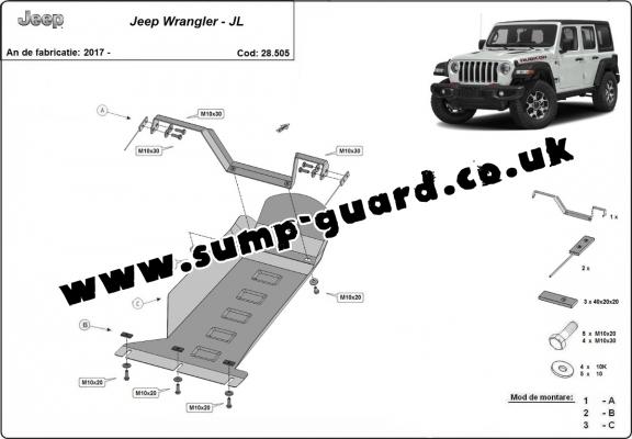 Steel sump guard for Jeep Wrangler - JL
