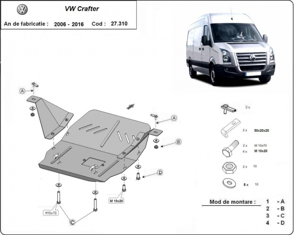 Steel sump guard for Volkswagen Crafter