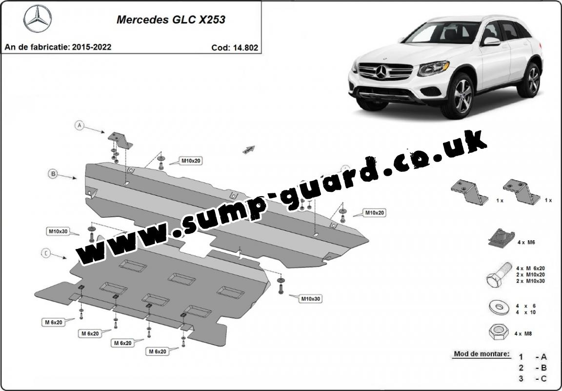 Steel sump guard for Mercedes GLC X253