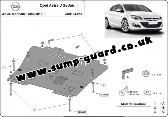 Steel sump guard for Vauxhall Astra J Sedan