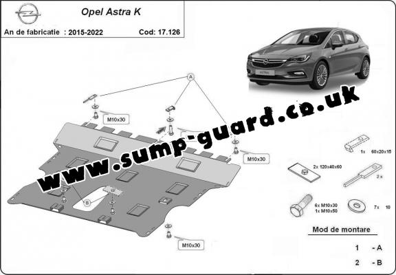 Steel sump guard for Vauxhall Astra K