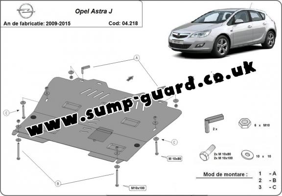 Steel sump guard for Vauxhall Astra J