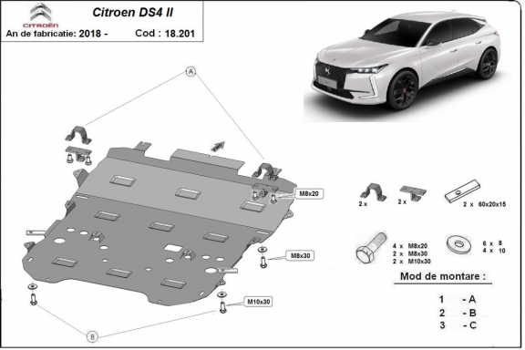 Steel sump guard for Citroen DS4 II