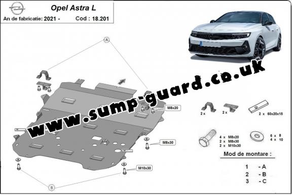 Steel sump guard for Vauxhall Astra L