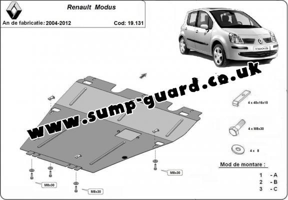 Steel sump guard for Renault Modus