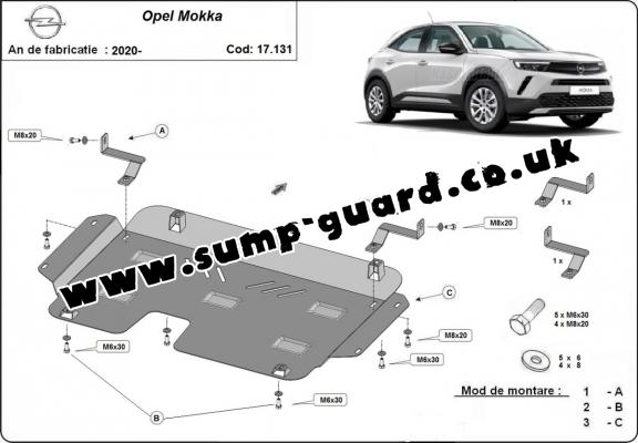 Steel sump guard for Vauxhall Mokka