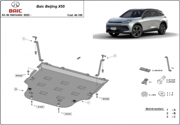 Steel sump guard for Baic Beijing X55