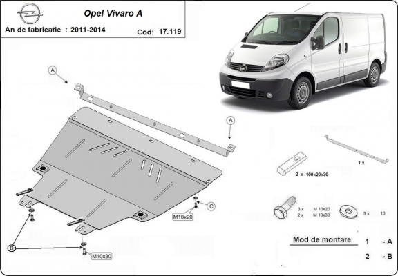 Steel sump guard for Vauxhall Vivaro A (2011-2014)