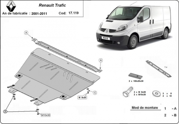 Steel sump guard for Renault Trafic 2 