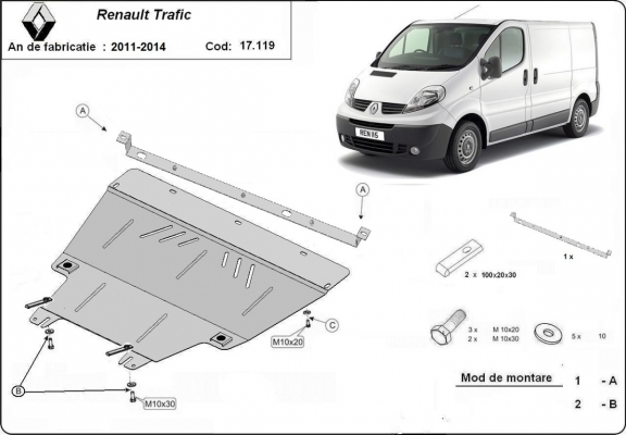 Steel sump guard for Renault Trafic 2 (2011-2014)