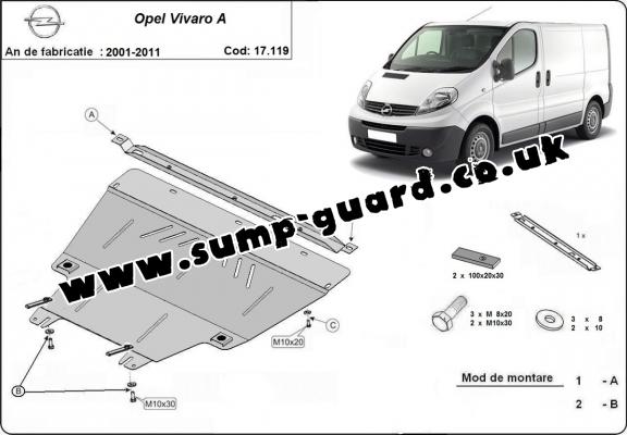 Steel sump guard for Vauxhall Vivaro