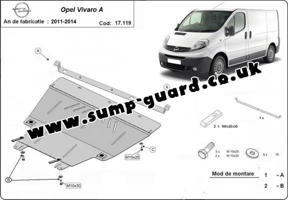 Steel sump guard for Vauxhall Vivaro (2011-2014)