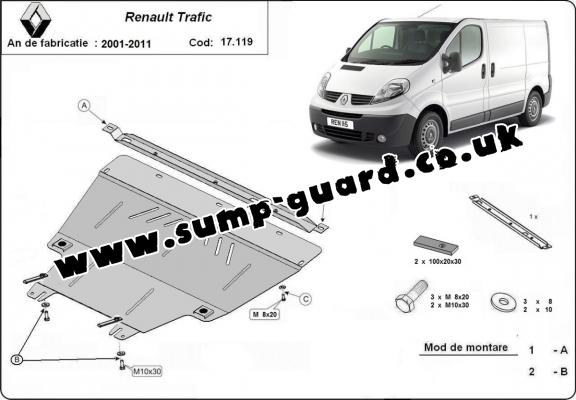 Steel sump guard for Renault Trafic