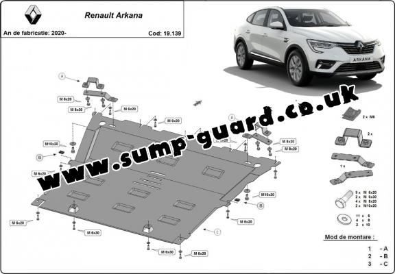 Steel sump guard for Renault Arkana