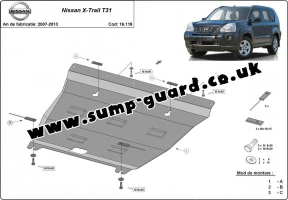 Steel sump guard for Nissan X-Trail T31 - Vers 2.0