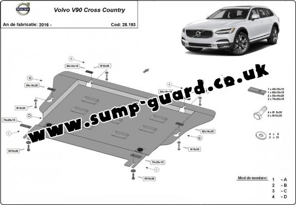 Steel sump guard for Volvo V90 Cross Country