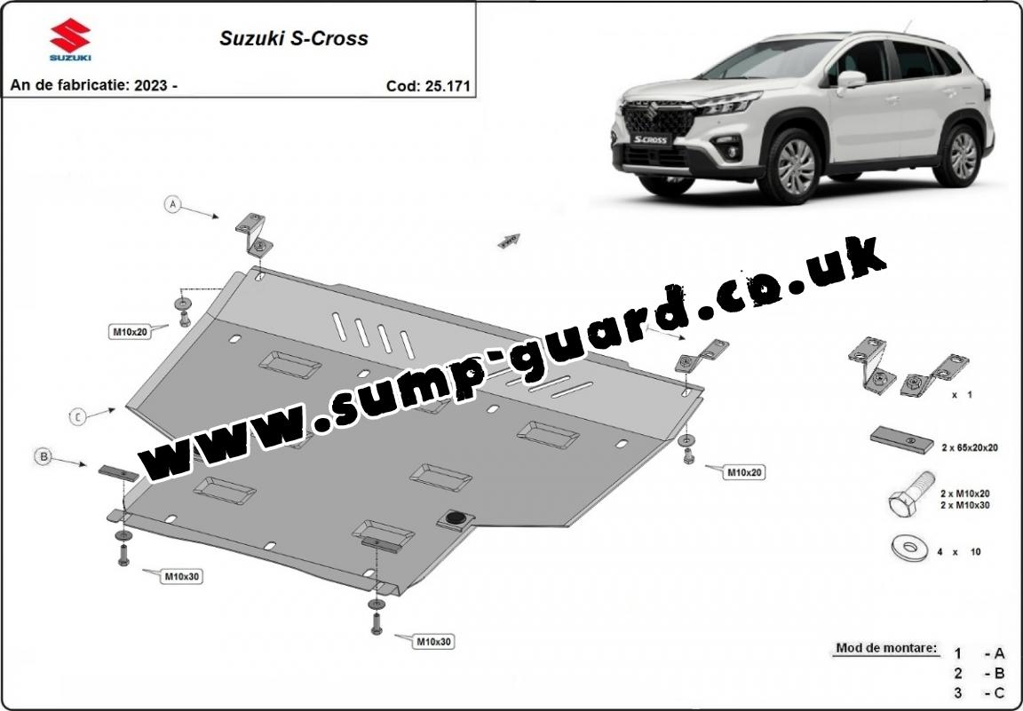 Steel sump guard for the protection of the engine and the gearbox for Suzuki  S-Cross
