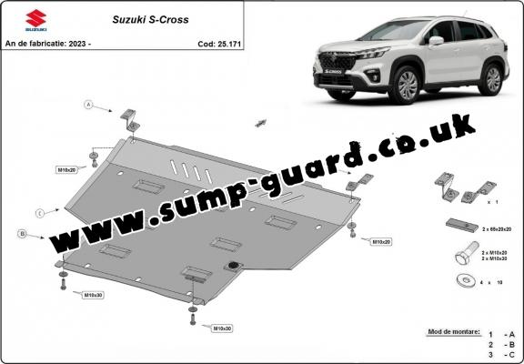 Steel sump guard for the protection of the engine and the gearbox for Suzuki S-Cross