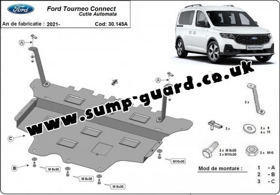 Steel sump guard for Ford Tourneo  Connect - automatic gearbox