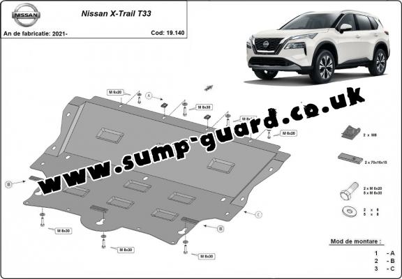 Steel sump guard for Nissan X-Trail T33