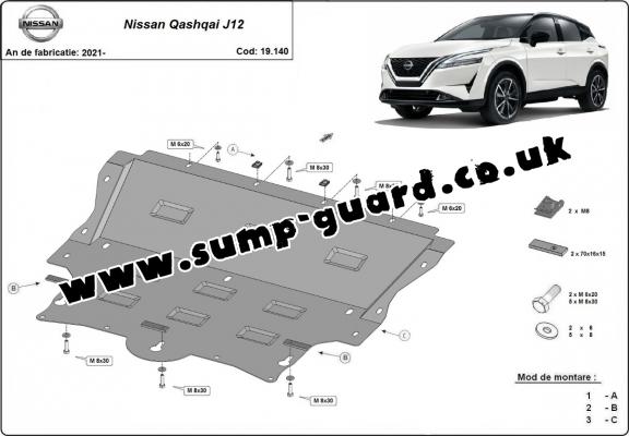 Steel sump guard for Nissan Qashqai J12