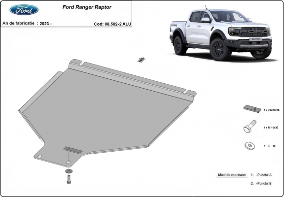 Aluminum gearbox guard for Ford Ranger Raptor