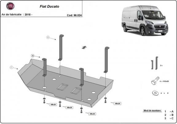 Steel AdBlue tank guard for Fiat Ducato