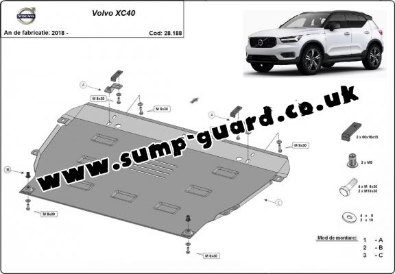 Steel sump guard for Volvo XC40