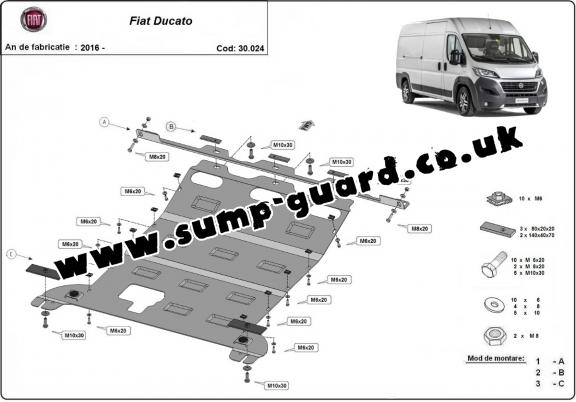 Steel sump guard for Fiat Ducato