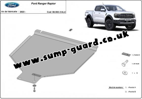 Aluminum gearbox guard for Ford Ranger Raptor