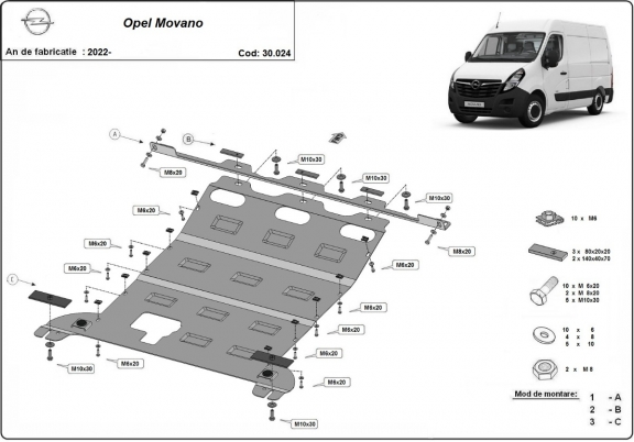 Steel sump guard for Vauxhall Movano  C 