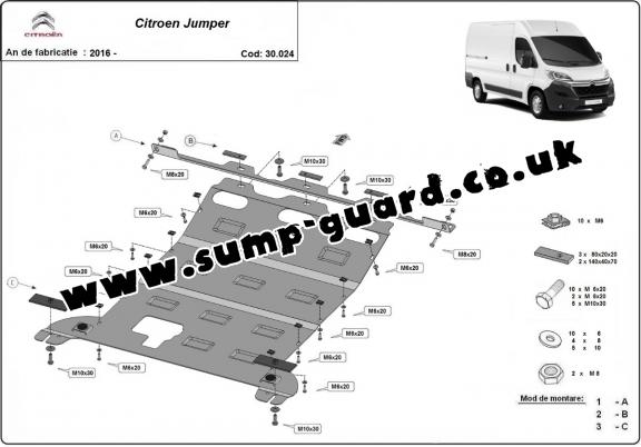 Steel sump guard for Citroen Jumper