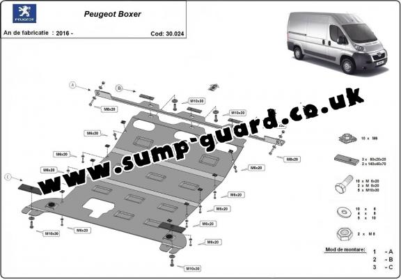 Steel sump guard for Peugeot Boxer