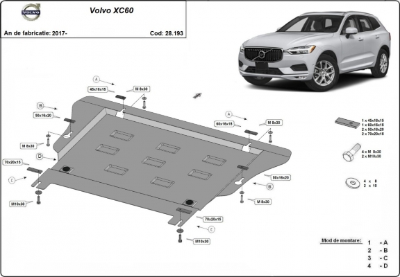 Steel sump guard for Volvo XC60