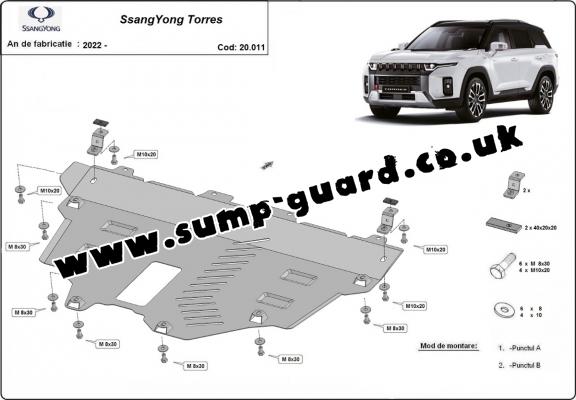 Steel sump guard for Ssangyong Torres